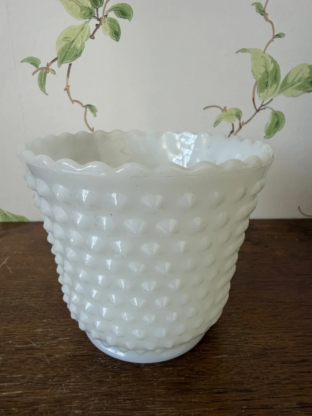 Vintage Hobnail Milk Glass Planter Vase - Anchor Hocking Fire King - Picture 2 of 6